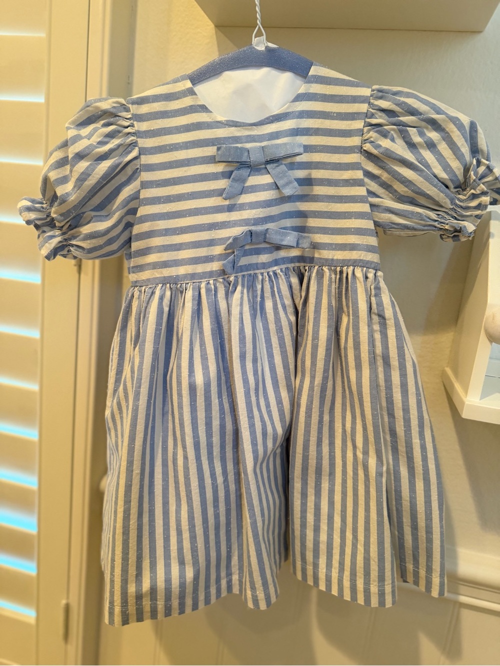 La Coqueta Blue Stripe Luciana Girl Dress